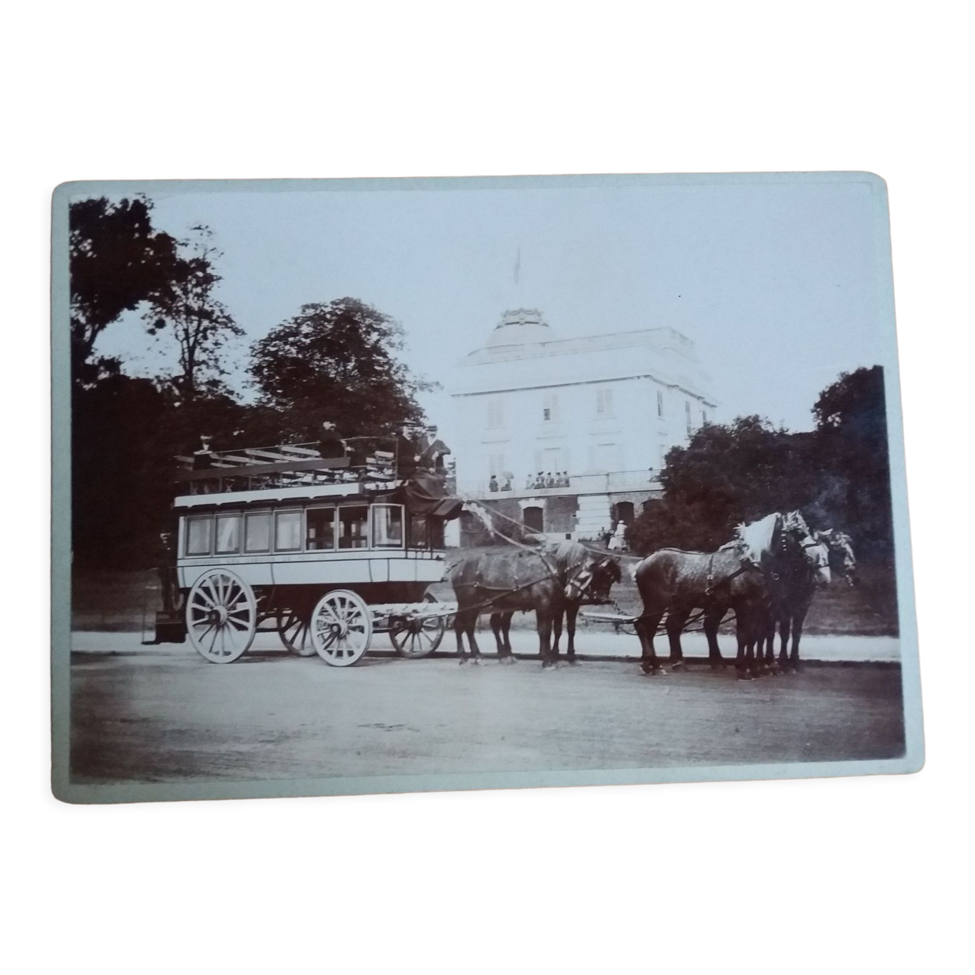 Old photograph 1900 Western Railway Company, stagecoach and horses