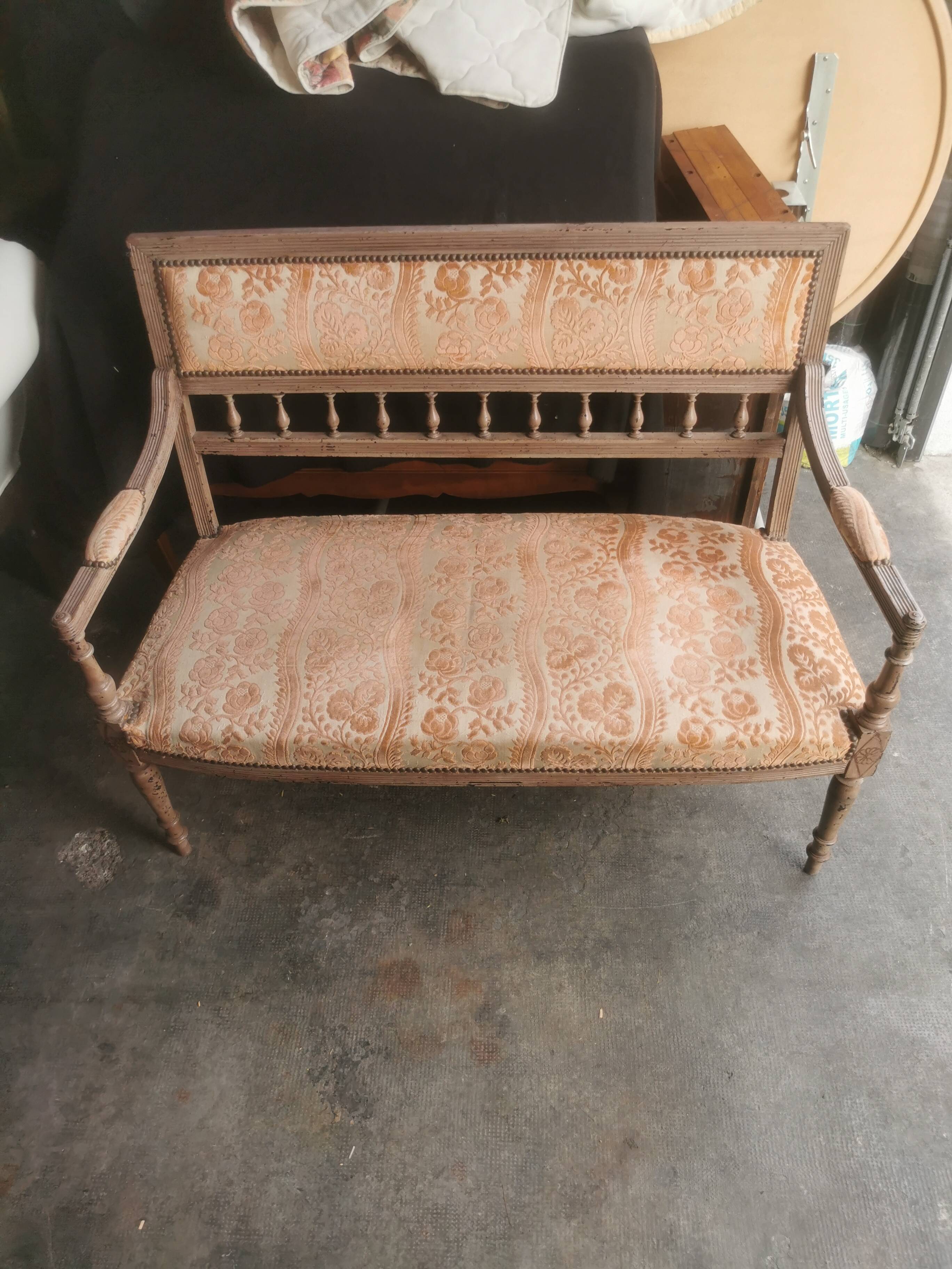 Bench decorated with flowers