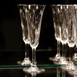 Series of 8 Crystal Champagne flutes from Saint Louis, Cerdagne model