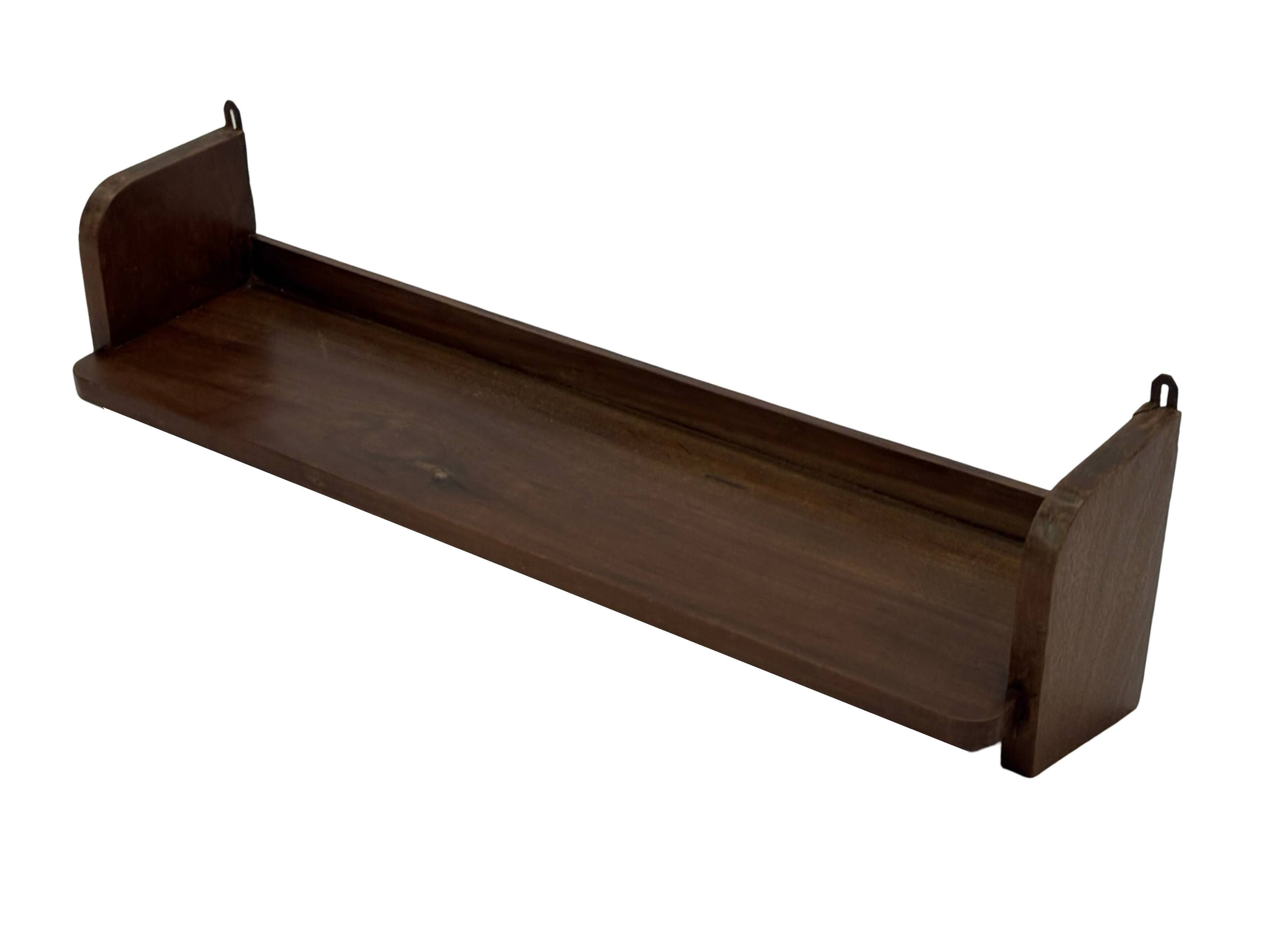 Vintage wooden wall shelve rack bookshelf in oak wood minimalist