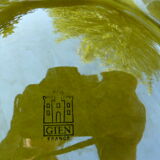 Plat à artichaut ou de présentation en barbotine faïence de Gien de couleur verte