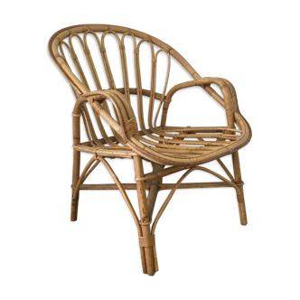 Rattan shell armchair