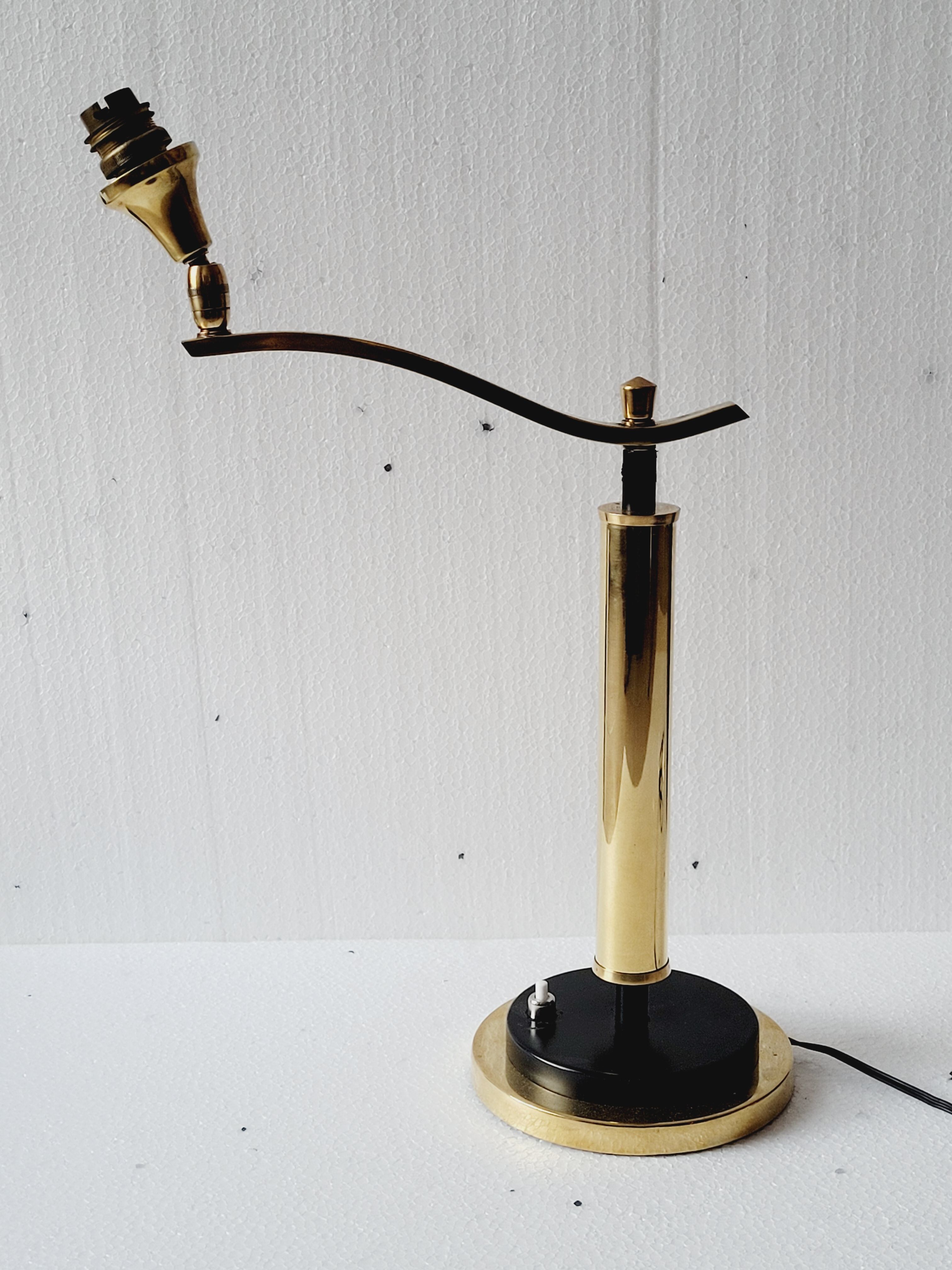 Brass lamp foot gallows arms, 30s Jules Leleu