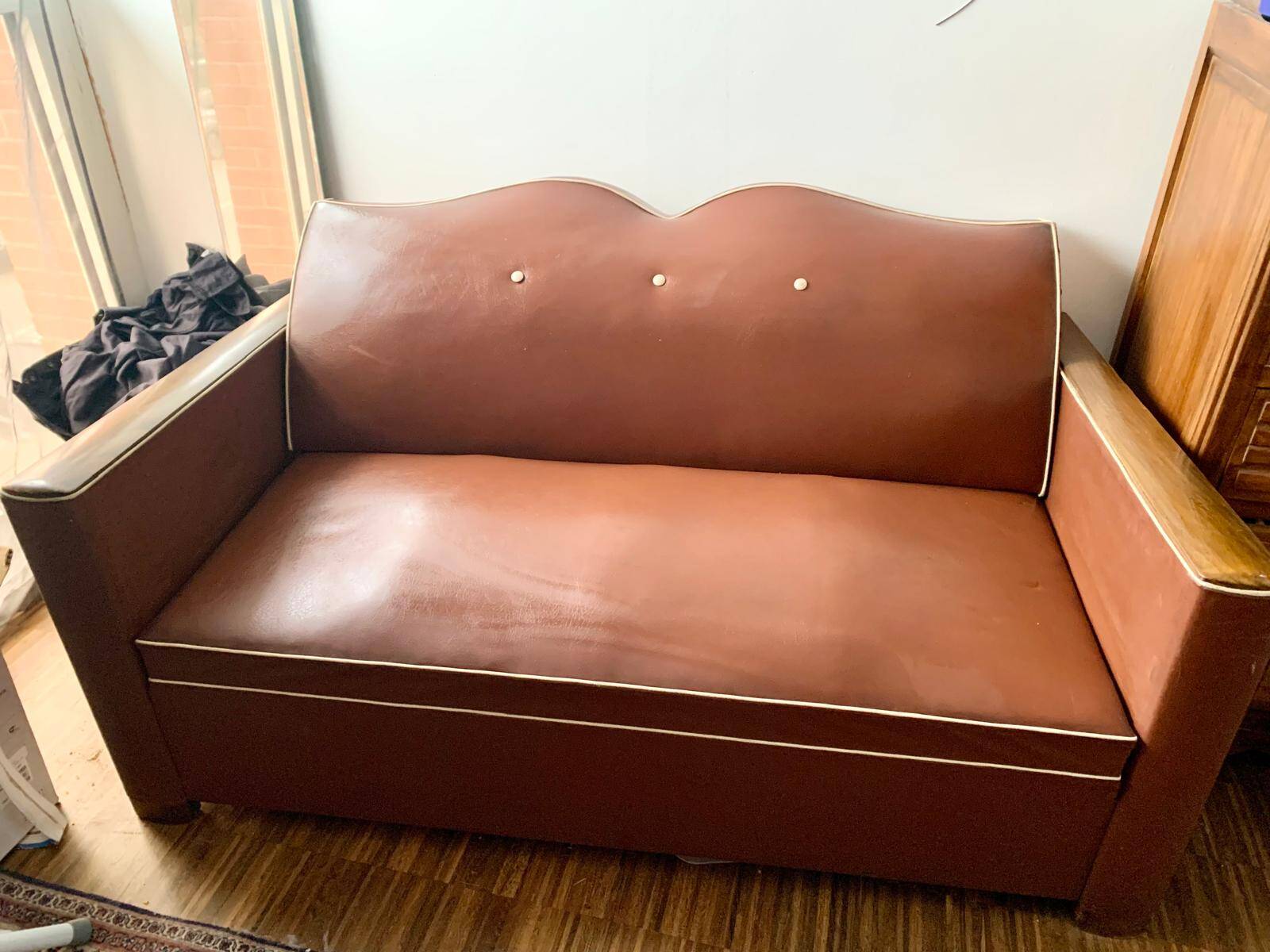 Vintage skai convertible sofa