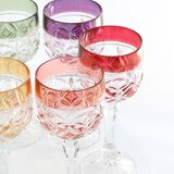 Mid-Century Hand Blown Crystal Wine Glasses from Hofbauer, Set of 6