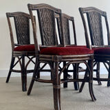 Set of 4 rattan chairs, 70s