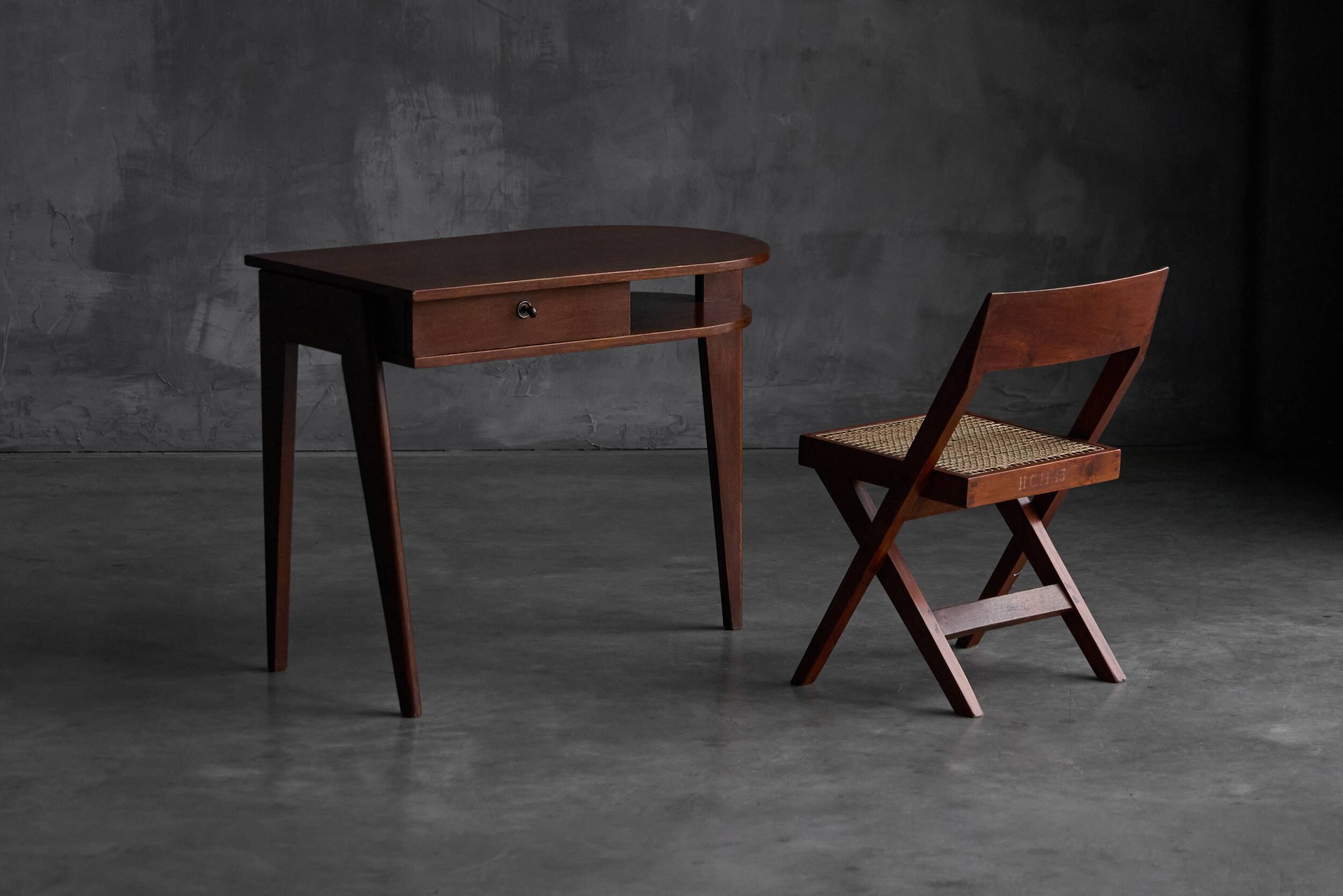 Tripod desk by Jacques Adnet, France, 1950s