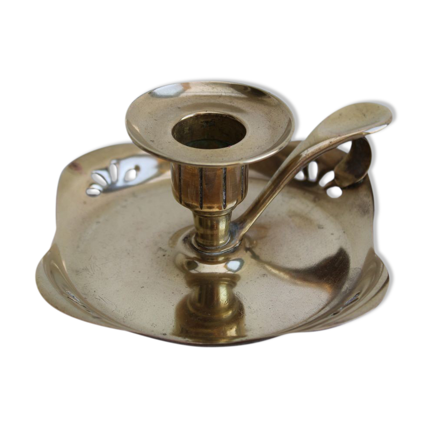 Golden brass candle holder