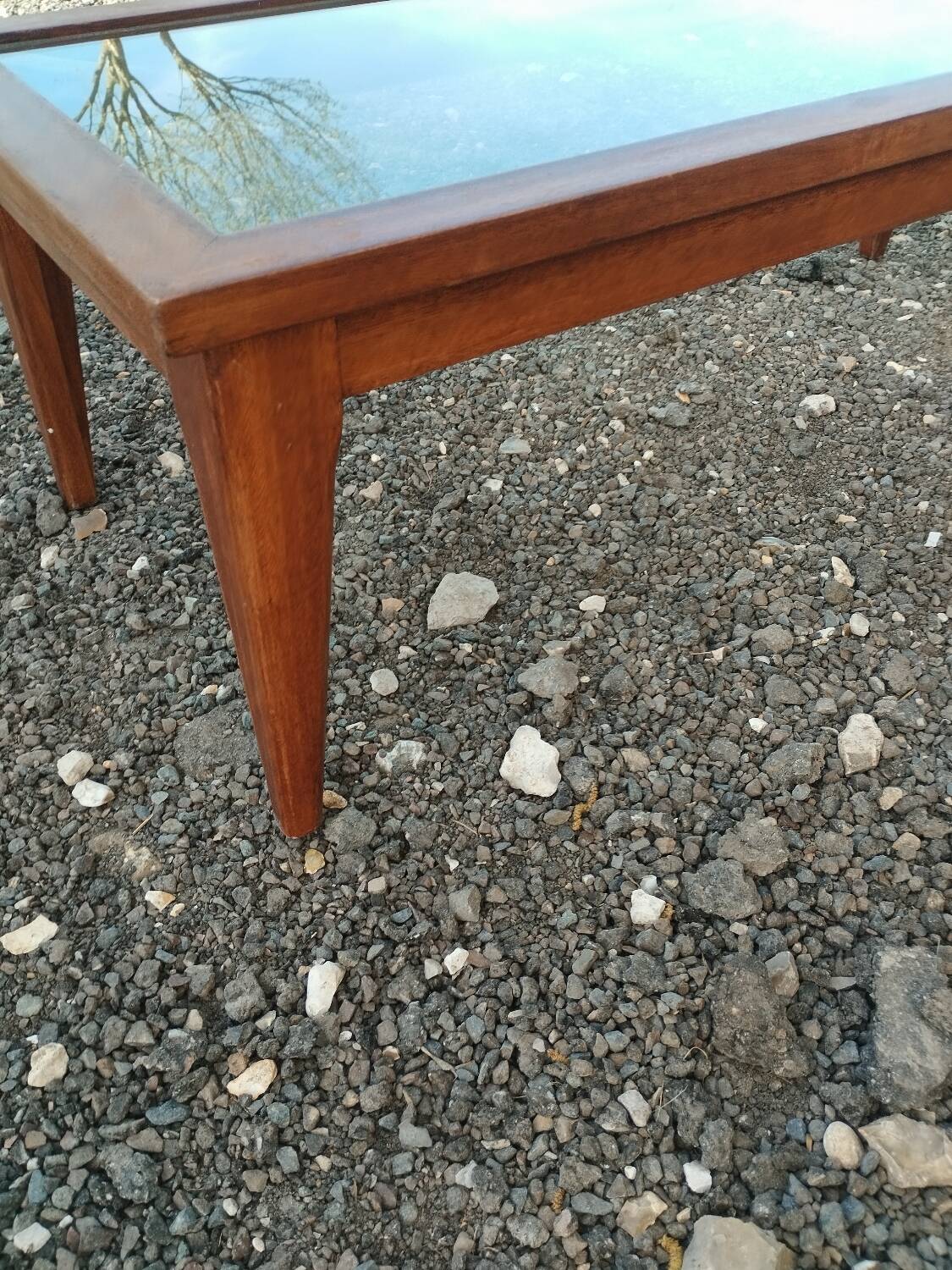 Vintage Scandinavian-style wooden coffee table.