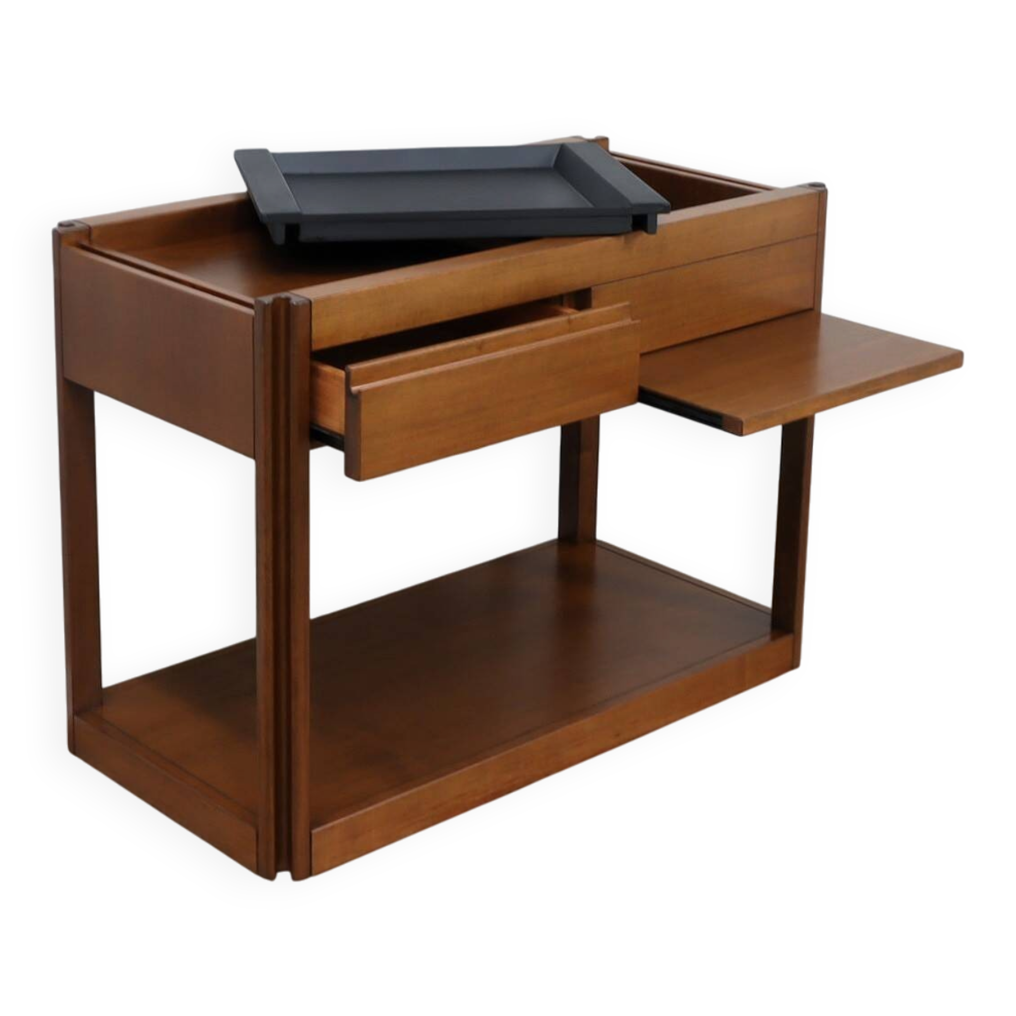 Angelo Mangiarotti for Molteni 4D Series solid wood Bar Cart 1970s