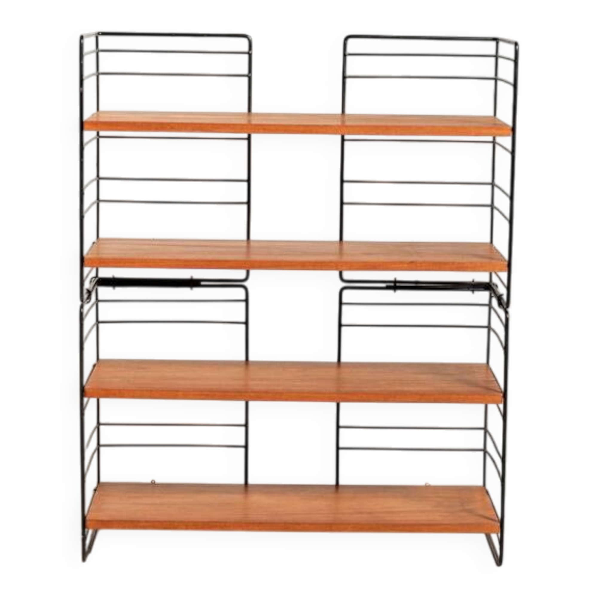 Scandinavian Freestanding Teak and Metal Bookcase, 1960s
