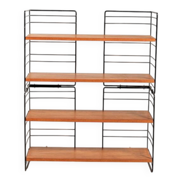 Bibliothèque autoportante scandinave en teck et métal, années 1960