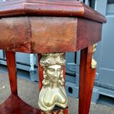 Table gueridon ancien décor bronze empire