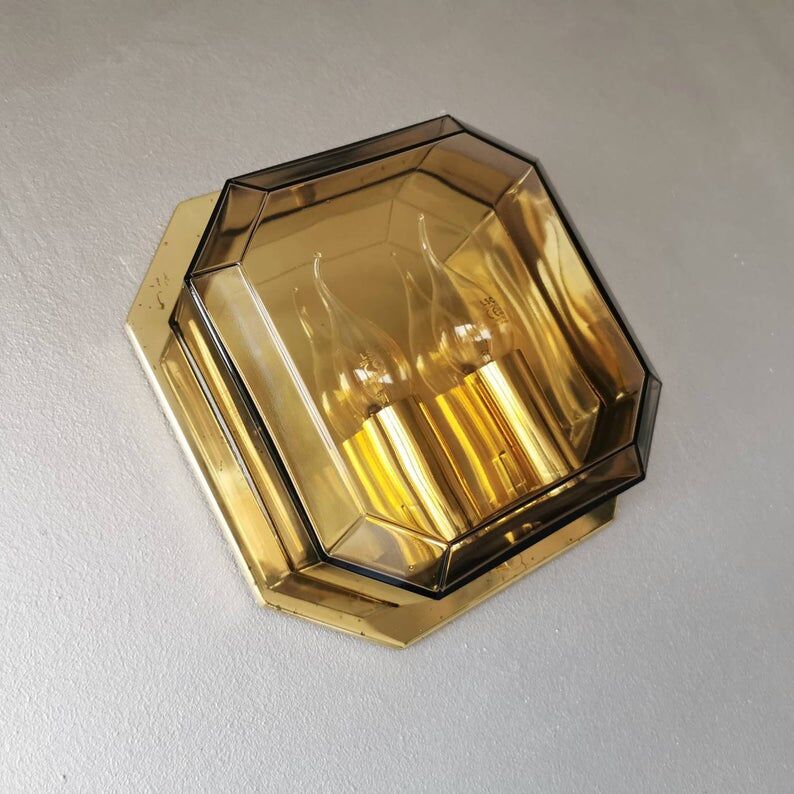 Set of 2 Glash-tte Limburg 1980s glass appliques