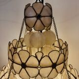 Vintage mother-of-pearl chandelier, floral design, 1960s