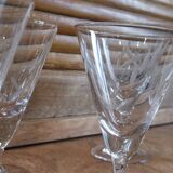 6 anciens verres à pied en verre soufflé ciselé 60/70
