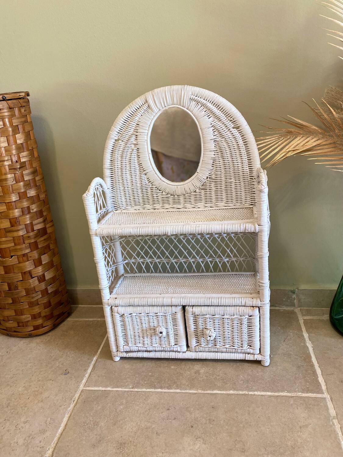 Vintage wicker shelf