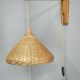Czechoslovak Rattan and Wood Swing Arm Wall Lamp, 1960s