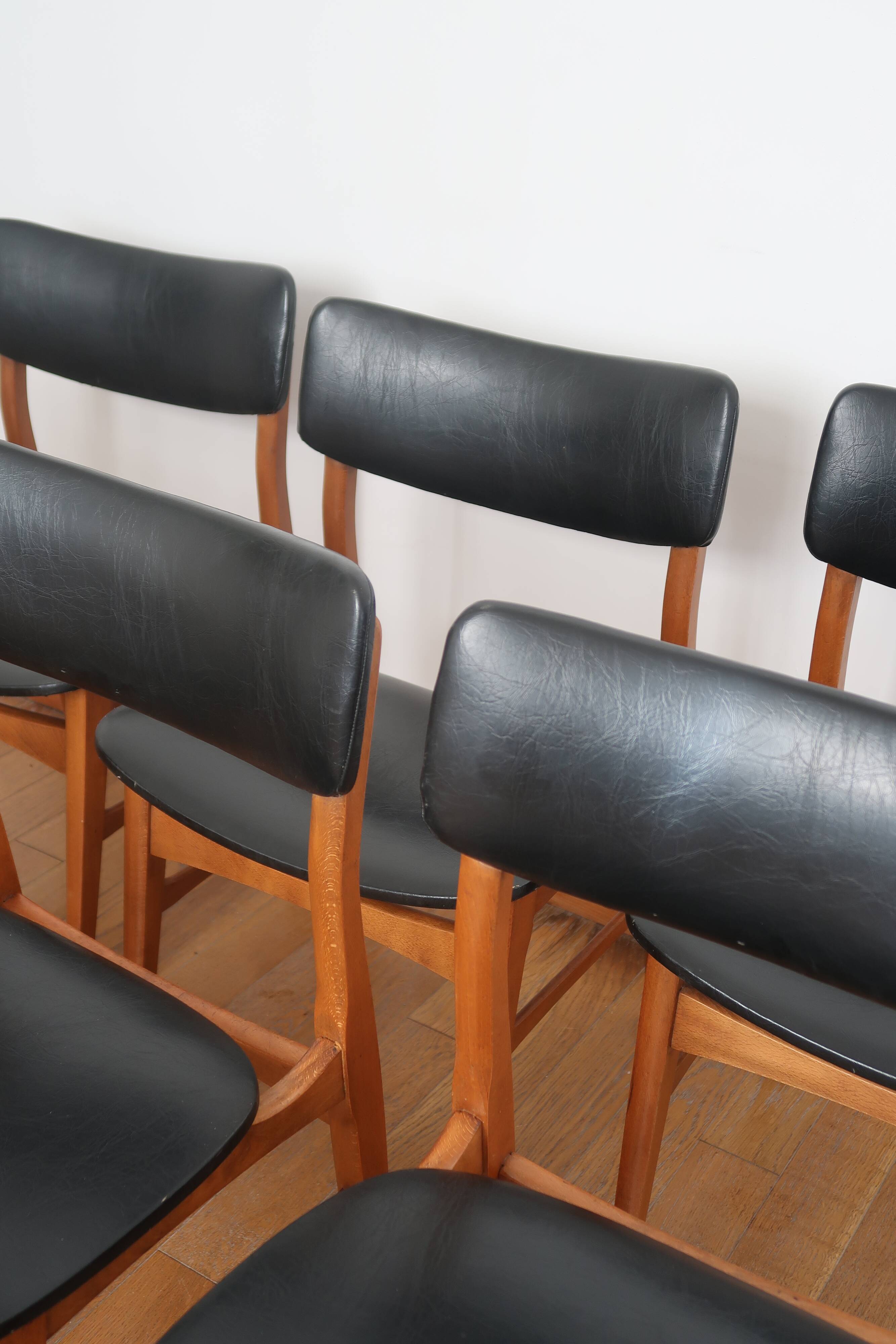 Lot de 6 chaises scandinaves skaï noir