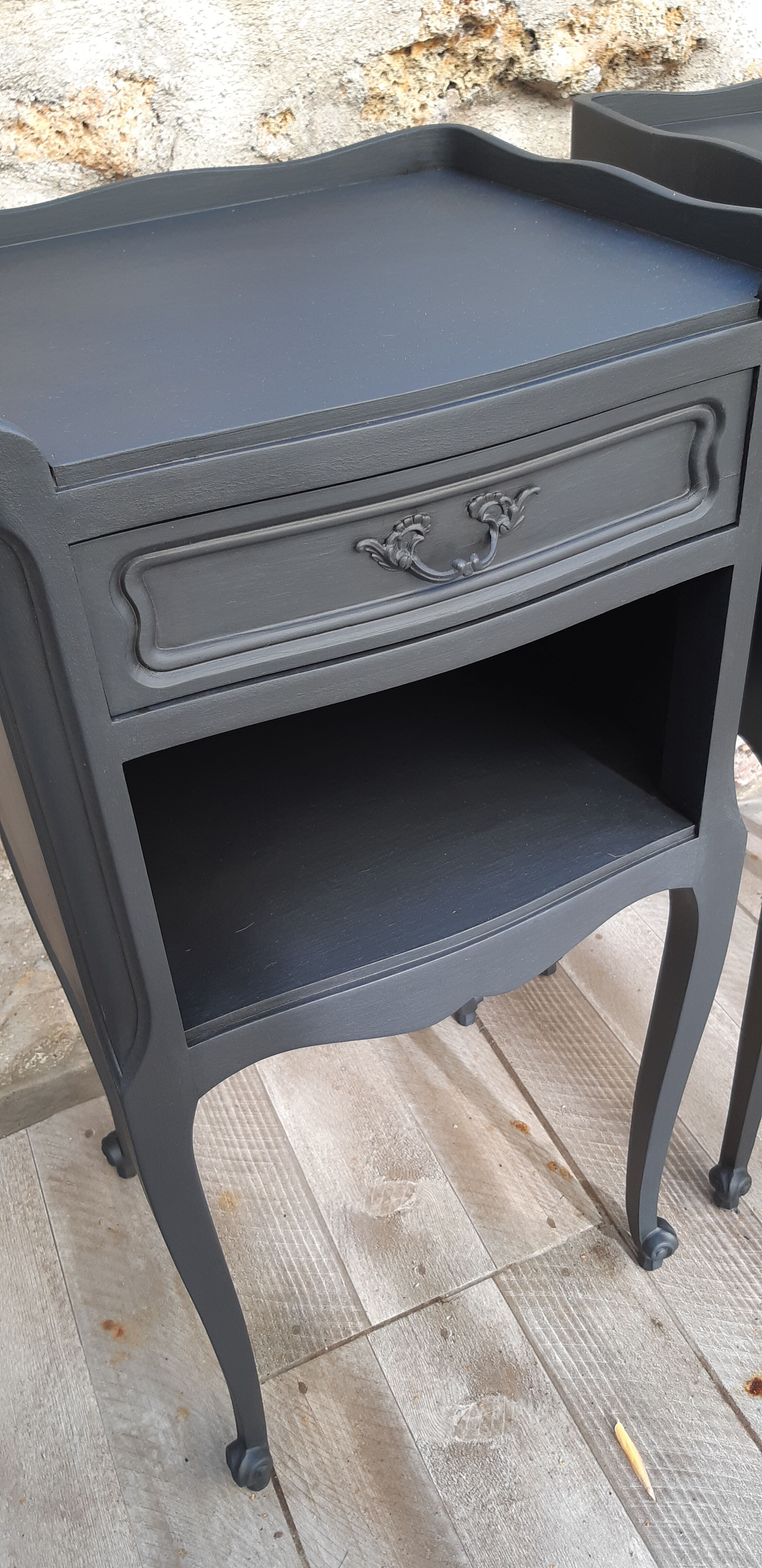 Pair of black bedsides