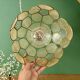 Suspension antique lampshade in beige and blue mother-of-pearl
