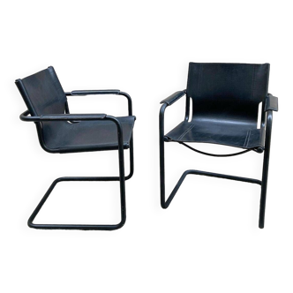 MG5 armchairs in black leather Matteo Grassi