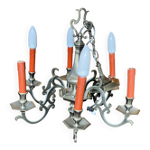 Lustre Lucien Gau – modèle Louis XIII – bronze massif – 6 lumières