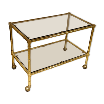 Bamboo-style brass wheelie table