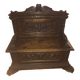 Solid wood chest, carved, with backrest, feet and armrests