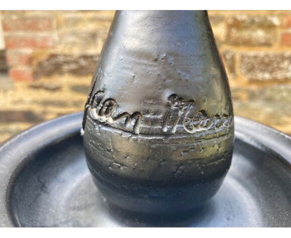 Ceramic candle holder signed Jean Marais Vallauris ceramics