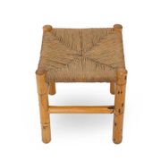 Rattan and woven straw stools, 1960s, set of 2