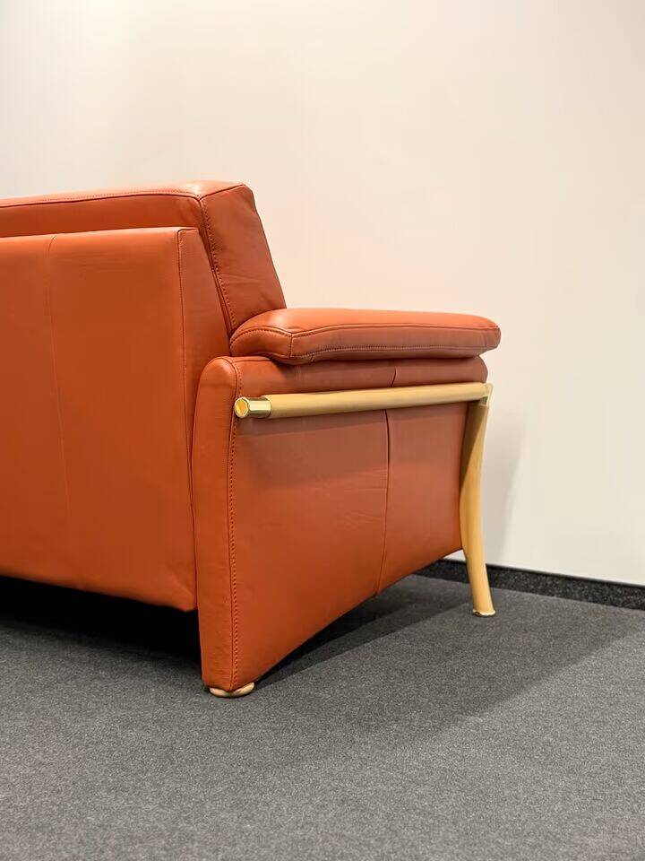 Himolla 2-Seater Orange Leather Sofa