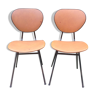 Vintage chairs in Skai tubular metal footing in good condition (pair)