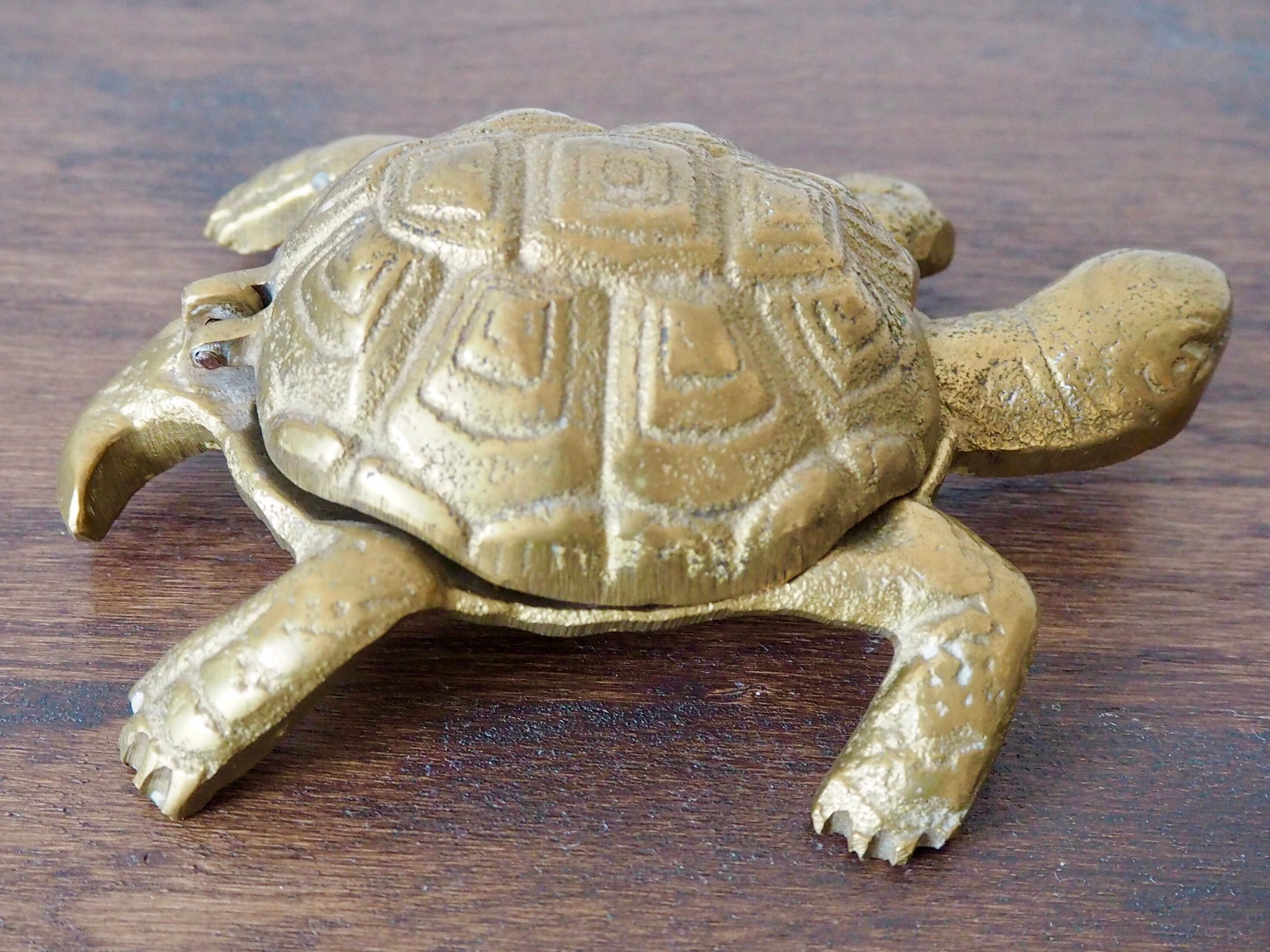 Brass turtle ashtray
