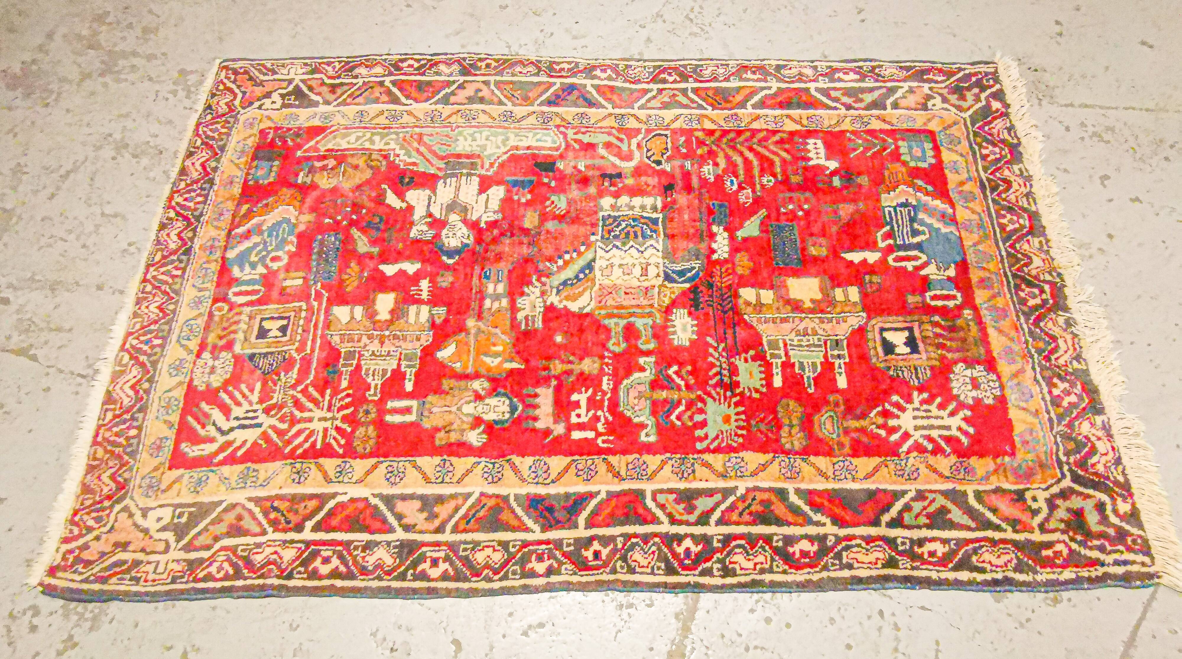 Hamadan vintage Oriental carpet 198 x 130 cm