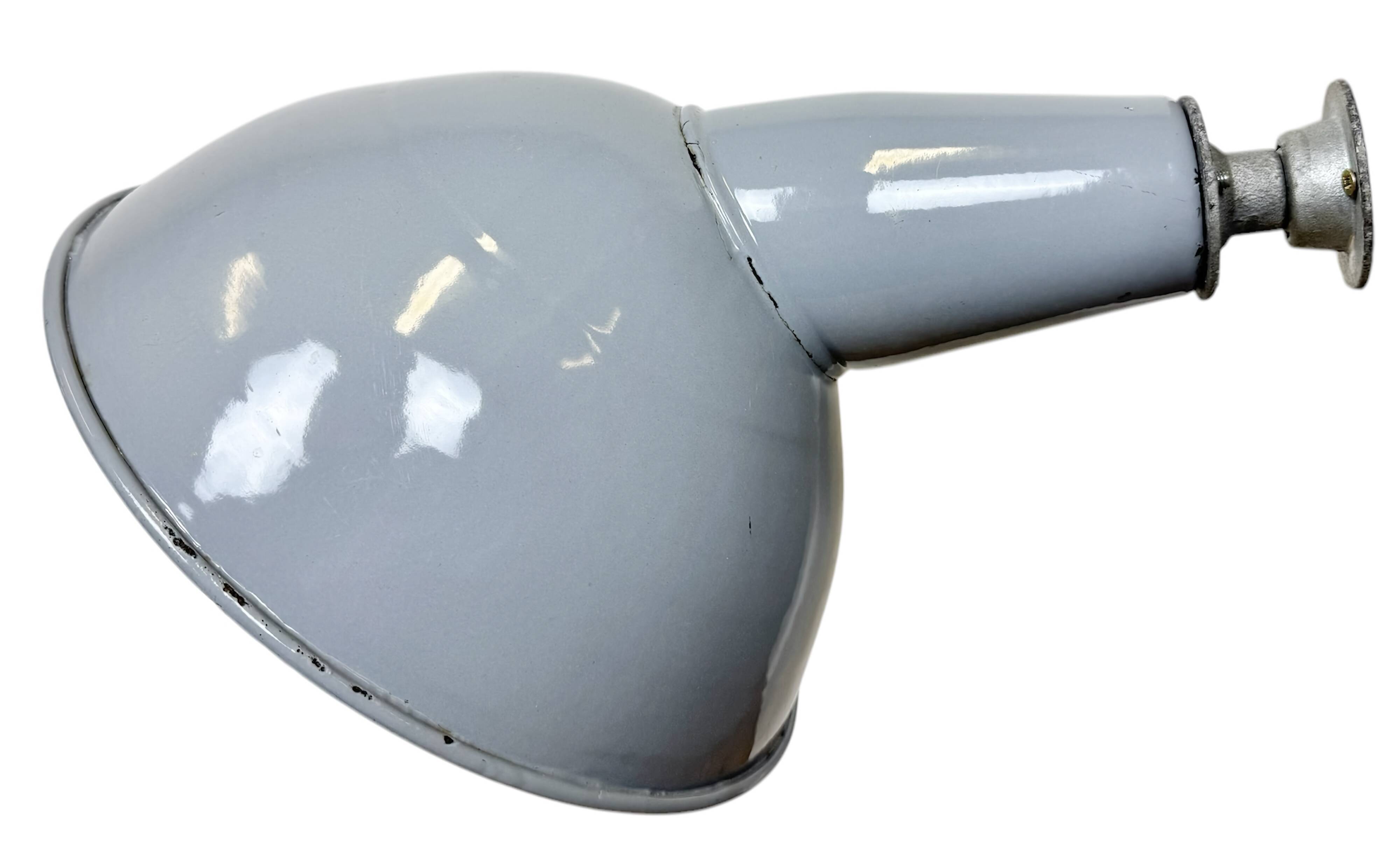 Industrial British Grey Enamel Factory Wall Lamp, 1960s