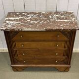 Art Deco period chest of drawers in oak with marble top