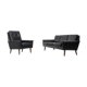 Mid Century Danish black Leather Sofa Set