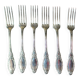 A set of 6 silver-plated foliage forks