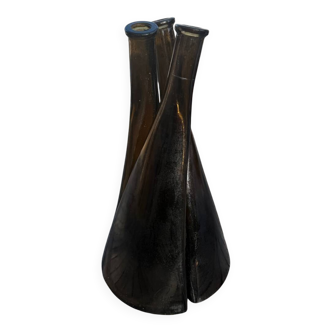 Set of 3 intertwined vases Design - smoked glass