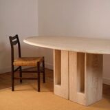 Oblong travertine dining table
