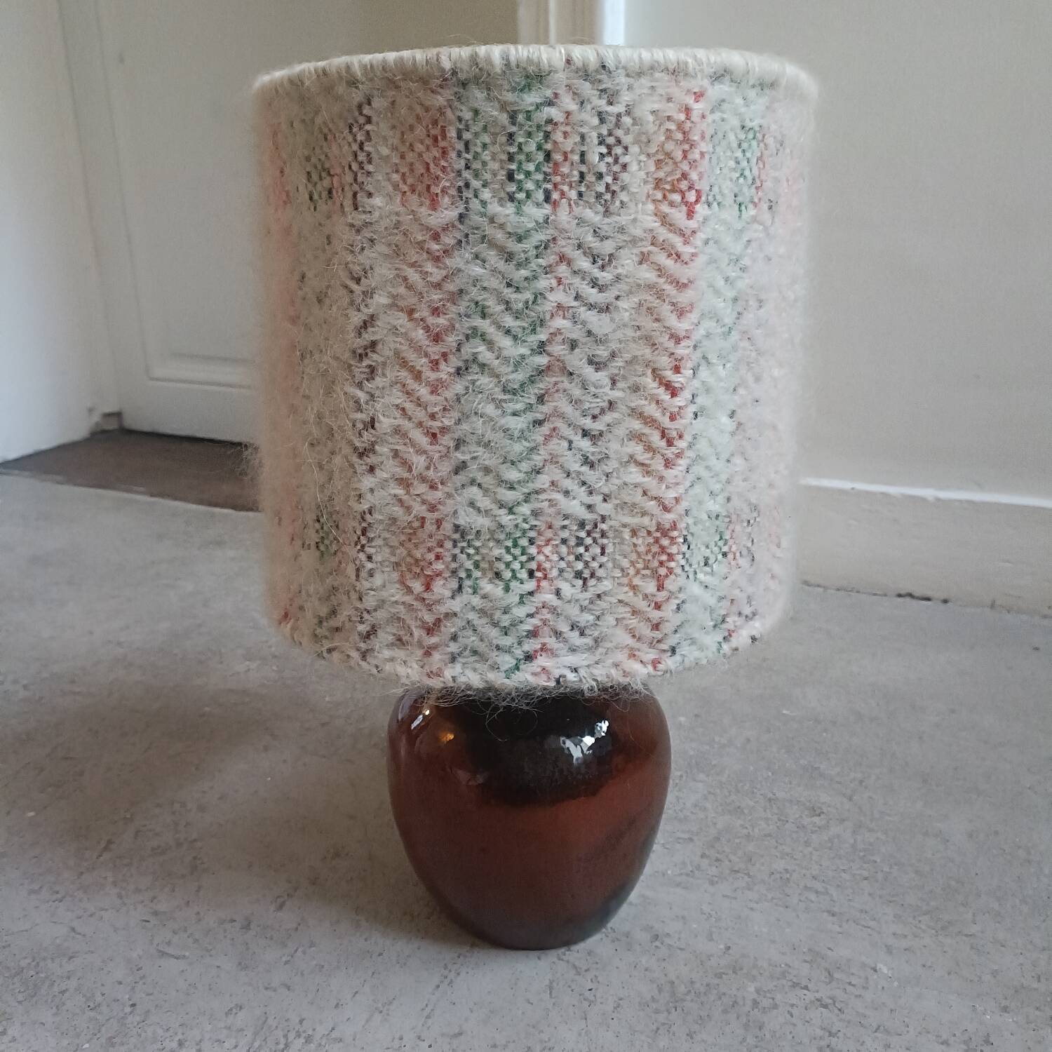 Ceramic and wool lamp, signature