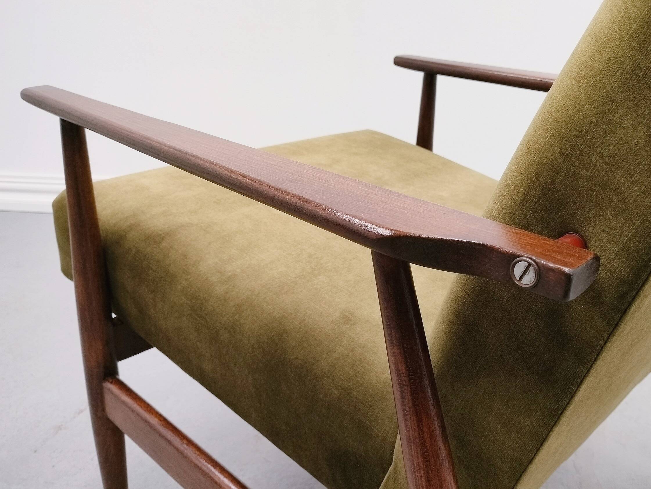 1960 Henryk Lis Mid Century Armchair in Forest Green Velvet