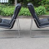 Paire de fauteuils Lange Drabert en cuir 1970
