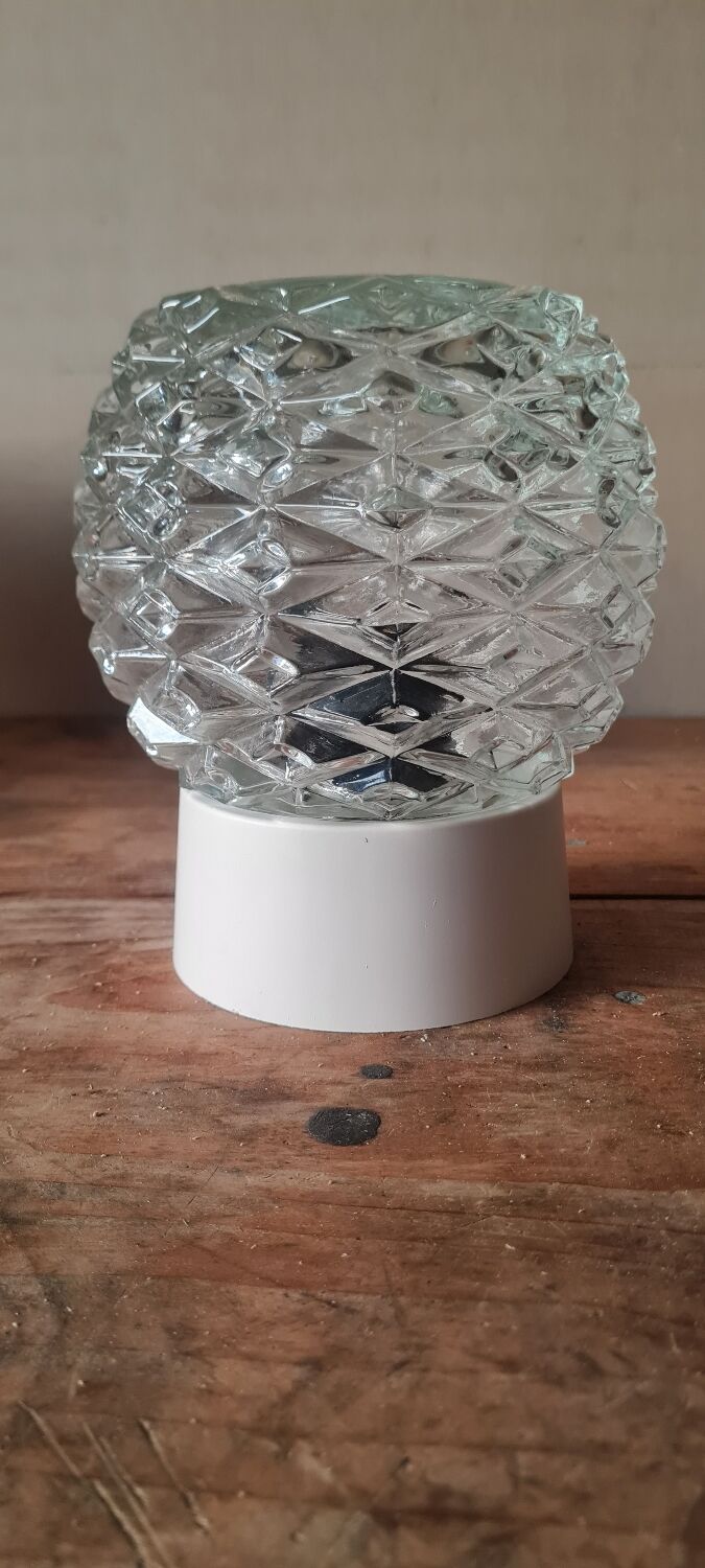 1970s chiseled glass wall light