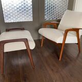 Fauteuil scandinave vintage Ruster avec tabouret du designer suédois Yngve Ekström pour Pastoe, années 60