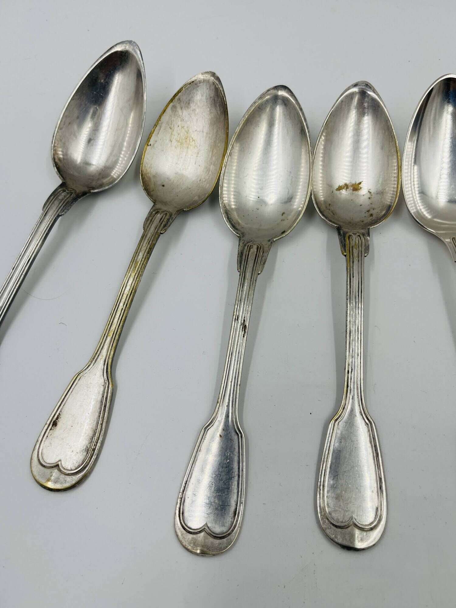 Lot of 6 Silver-Plated Metal Soup Spoons Wiskemann