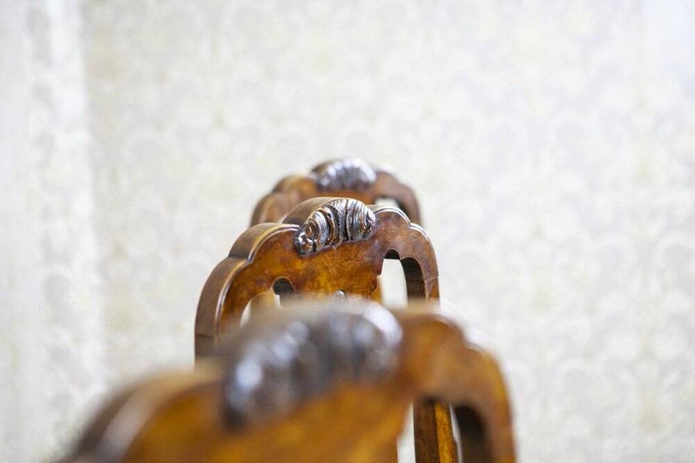 Vintage English Walnut Chairs, 1920s, Set of 3