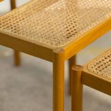 Set of Scandinavian nesting tables in wood and cane – 1960s