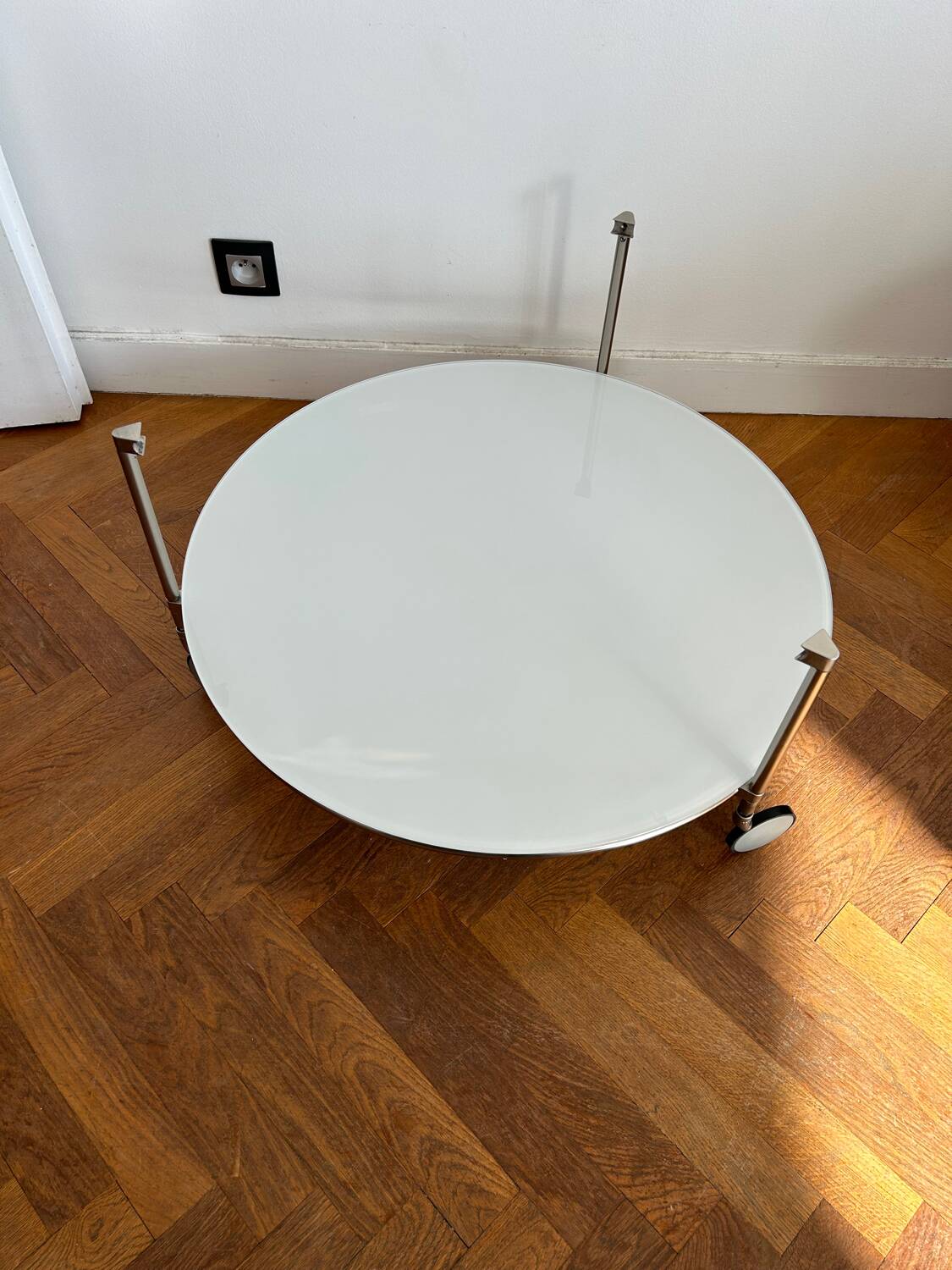 IKEA white glass coffee table by Ehlen Johansson, 1980s